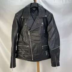 01w-5594 HORN WORKS  ホーンワークス   バッファローレザー ダブルライダースジャケット 裏地キルティング  サイズ3L   ブラック  パキスタン製 メンズ  アウター  バッファローレザー  【中古品】