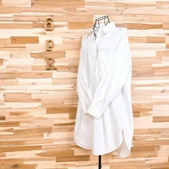 【ザラ】オーバーサイズ ロング シャツ ミニ ワンピース コットン100% M白ホワイト ビッグシルエット 長袖 スリット 綿