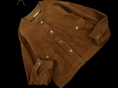 earth music&ecology アースミュージック＆エコロジー コーデュロイ ノーカラー ジャケット sizeF/キャメル ◇■ レディース