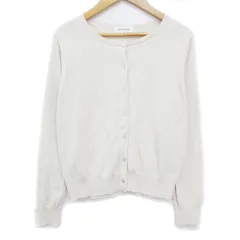 ナチュラルビューティーベーシック NATURAL BEAUTY BASIC ニットカーディガン 薄手 ミドル丈 無地 M ライトベージュ /FF36