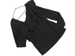 AZUL BY MOUSSY アズールバイマウジー フリル アシンメトリーVネック ニット セーター sizeM/黒 ◇■ レディース