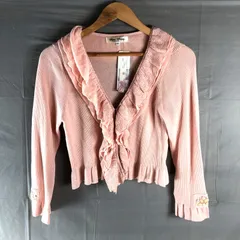 スーパービューティー super beauty カーディガン フリル スパンコール タグ付き ラメ入り生地 レース ピンク 44サイズ 977121