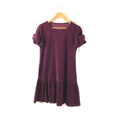 ギャラリービスコンティ GALLERY VISCONTI ワンピース 半袖 ベロア リボン フレア 日本製 タグ付き 赤紫系 2サイズ 978379のサムネイル
