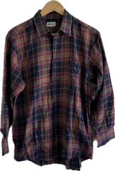 Z1592【美品】Burberrysバーバリー　長袖シャツトップス　ネイビーチェック　メンズ　Largeサイズ