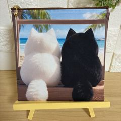 両面パネル 持ち手付き大きめポーチ 猫 - メルカリ