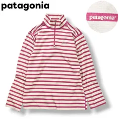 パタゴニア patagonia ポーラテック パワードライ POLARTEC POWER DRY キャプリーン 3 ミッドウェイト Capilene 3 Midweight ハーフジップ 長袖 シャツ メッシュ L(12) ボーダー柄 ピンク ガールズ ♪