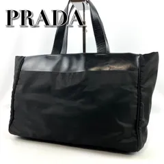 PRADA　プラダ　トートバッグ　ナイロン×レザー　ロゴ　ブラック
