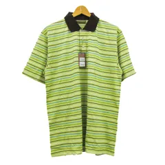 ジムトンプソン ポロシャツ トップス 半袖 ボーダー柄 ゴルフウエア 未使用品 メンズ Mサイズ 黄緑 JIM THOMPSON