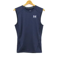 アンダーアーマー タンクトップ ノースリーブ シャツ トップス ヒートギア コンプレッション メンズ XLサイズ 紺 UNDER ARMOUR