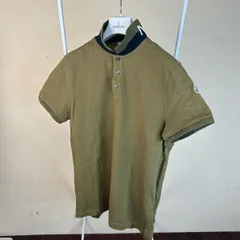 MONCLERモンクレール襟レタリング半袖ポロシャツカーキM