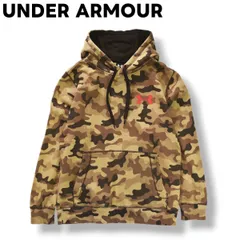 【美品】 アンダーアーマー UNDER ARMOUR スウェット パーカー トレーナー フーディー 裏起毛 メッシュ SM 迷彩柄 ベージュ スポーツ カジュアル ウェア メンズ