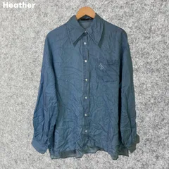 Heather 青の長袖シャツ 胸ポケット付き Fサイズ