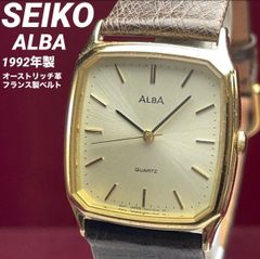 1992年製 SEIKO ALBA 日本製 QZ 電池交換済 レクタンギュラー
