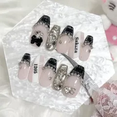 ネイルチップ ワンホンネイル ツイードネイル MignonNail ネイルチップオーダー オタクネイル 推しネイル 推し活グッズ リボンネイル ハートネイル ピンクネイル 大人かわいいネイルシンプルネイル ちゅるんネイル 地雷系 キラキラネイル 卒業式 成人式