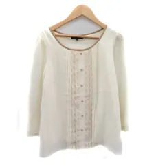 ミッシュマッシュ MISCH MASCH ブラウス カットソー 七分袖 Uネック シフォン 刺繡 38 M オフホワイト /YK12