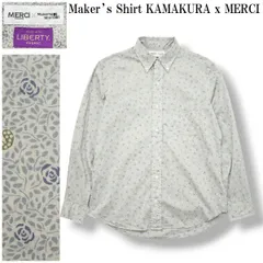 【コラボ】 メーカーズシャツ鎌倉 Maker’s Shirt KAMAKURA x メルシー MERCI 長袖 リバティプリント ボタンダウン B.D. ドレスシャツ カジュアル 花柄 M メンズ
