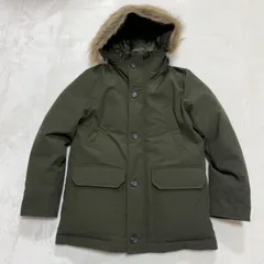 ユニクロ ノンキルトダウンジャケット ダークグリーン ダウンコート ファー