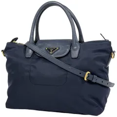 プラダ PRADA ロゴプレート ハンドバッグ 2WAY ショルダーバッグ ハンドバッグ ナイロン ネイビー BN2106 レディース 【中古】