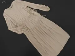 nano universe ナノユニバース サテン ドット ギャザー ロング ワンピース size38/ベージュ ■◆ レディース