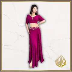 ★新品★　ベリーダンス　レッスン着　マゼンダ　ウエストビジュー　セットアップレッスンウェア