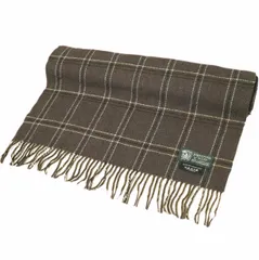 JOHNSTONS OF ELGIN x UNITED ARROWS ジョンストンズ オブ エルガン ユナイテッドアローズ 別注 スコットランド製 カシミヤチェックマフラー BROWN フリンジ ストール カシミア g20560