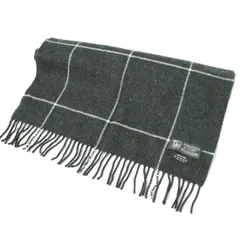 JOHNSTONS OF ELGIN x UNITED ARROWS ジョンストンズ オブ エルガン ユナイテッドアローズ 別注 スコットランド製 カシミヤチェックマフラー Dark Gray フリンジ ストール カシミア g20561