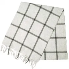 Joshua Ellis ジョシュアエリス イギリス製 ウィンドウペンチェックカシミヤマフラー 1336-343-3793 GRAY フリンジ ストール g20556