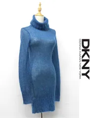 U351/美品 DKNY JEANS ニットミニワンピース モヘヤ シースルー