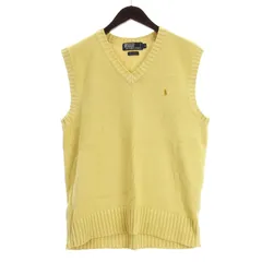 ポロ ラルフローレン POLO RALPH LAUREN ニット ベスト コットン アイボリー M ☆AA★ ■GY14