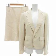 23区 オンワード樫山 セットアップ スカートスーツ フォーマル テーラードジャケット ひざ丈 背抜き 1B ステッチ 38 40 M 白 アイボリー /FT