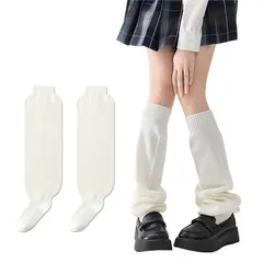 【新品】 [YANHUILAY] レッグウォーマー レディース ルーズソックス 可愛い 靴下 暖かい 厚手 制服 ソックス 足首ウォーマー 人気 学生 ロング ソックス 防寒 冷房対策 (ベージュ, M) 1