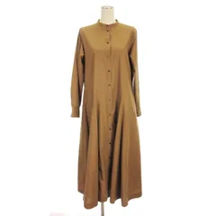 アンタイトル UNTITLED バンドカラー シャツワンピース ロング 長袖 ブラウン M