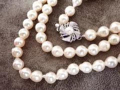 美品 ロング パールネックレス 真珠ネックレス シルバー金具 冠婚葬祭