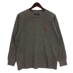 ポロ ラルフローレン POLO RALPH LAUREN HOLIDAY BEAR WAFFELE LONG SLEEVE CREW NECK ポロベア Tシャツ カットソー 長袖 ワッフル チャコールグレー M