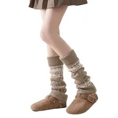 【新品】 [Laisve] レッグウォーマー レディース フェアアイル ニット 冷え対策 ふわふわ レッグカバー 足首ウォーマー 防寒靴下 可愛い 美脚 暖かい 厚手 秋冬 ストレッチ性 雪靴対応 1