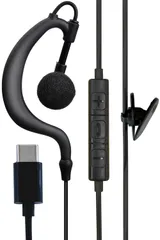 新品 Buddycom/Bonx WORK 対応 左右兼用 片耳イヤホン 有線 1個 マイク タイプC 固定クリップ / 全長125cm 14g オープンイヤー 位置調整/インカム 業務用 ハンズフリー トランシーバー LINE WORKSラジャー動作検証済/