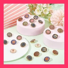 【スタッフおすすめ！】PandaHall 24個セット 飾りボタン 花柄 メタルボタン 合金製エナメル スーツ 洋服用 コート用ボタン 1穴 縫製ボタン 6種類のスタイル ヴィンテージ 飾りボタン 交換 修理