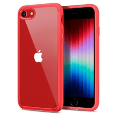【人気商品】iPhone7/8用 ケース ケース クリア 【第3/2世代】 耐衝撃 黄変防止 SE2 ワイヤレス充電対応 2重構造 SE3 米軍MIL規格取得 すり傷防止 iPhone ウルトラ・ハイブリッド 042CS21724 Spigen (レッド)