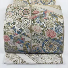 【美品】 袋帯 秀品 鳳凰 華文 金糸 唐織 クリーム 六通 正絹 【中古】