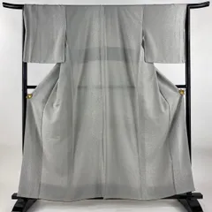 【美品】 小紋 身丈158cm 裄丈66cm M 袷 幾何学 灰色 正絹 秀品 【中古】