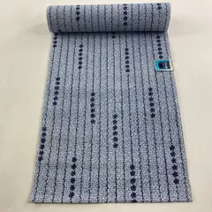 反物 優品 浴衣 花柄 縞 青灰色 綿 【中古】