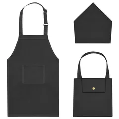 新品 [AiQInu] エプロン子供用 三角巾 巾着バッグセット キッズエプロン 撥水加工 汚れ防止 小学生 身長140cm～160cmに対応 子どもエプロン しわになりにくい 色落ちしない 着脱簡単 男女兼用 無地 kids apron