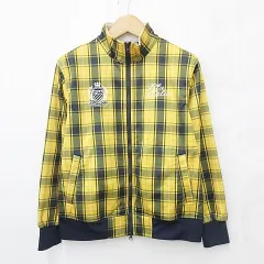 フィラ FILA GOLF ゴルフ ジャケット スポーツウェア 長袖 ジップアップ 裏起毛 ロゴ チェック柄 黄 紺 イエロー ネイビー L