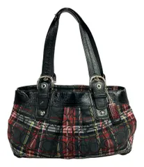 コーチ トートバッグ ハンドバッグ チェック柄 キャンバス ポピー F15228 レディース COACH