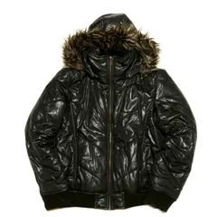 y2k 平成 お兄系 ギャル男 00s 光沢 ファーダウンジャケット ブラック XL