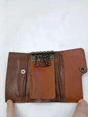 【K-1645】MADE IN JAPAN ANTIQUE HIDE 茶色 キーケース