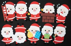 ★壁面飾り １体がA4サイズ 「10人のサンタクロース」冬 11月 12月 幼稚園 保育園 学校 病院 施設 知育 壁面装飾 型紙 製作★