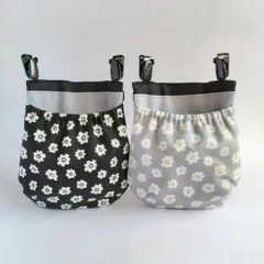 フタなし 移動ポケット お花 北欧風 黒、グレー 新作