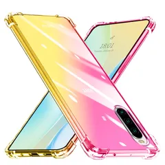 【特価商品】Xperia 10 II ケース クリア 透明 TPU ソフト SO-41A SOV43 ケース 耐衝撃 軽・薄 全面保護 黄ばみなし グラデーション レンズ保護 傷防止 滑り防止 エクスペリア10 II スマホケース ピンク+ゴールド SJ76.
