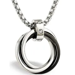 [CCopan] ネックレス メンズ レディース 人気 ペンダント アクセサリー 金属アレルギー対応 チョーカー プレゼント 誕生日 記念日 国内ブランド (三連リング（ブラック）) 0